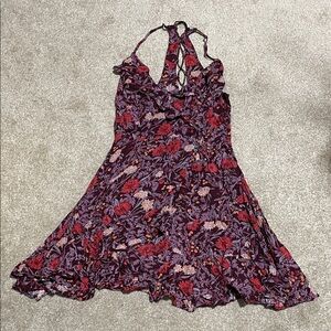Urban Outfitters Floral Ruffle Purple Sundress with Red Accents